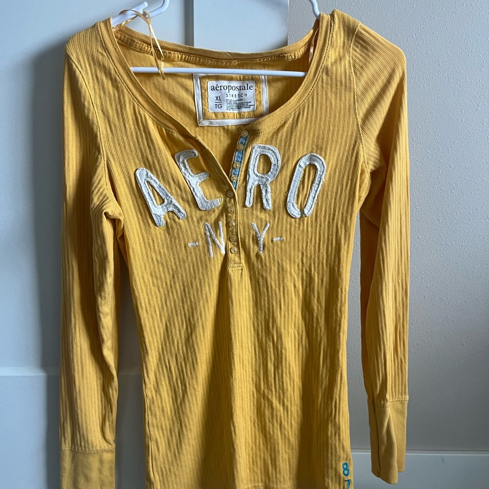 Aeropostale Mustard Button-Up Top